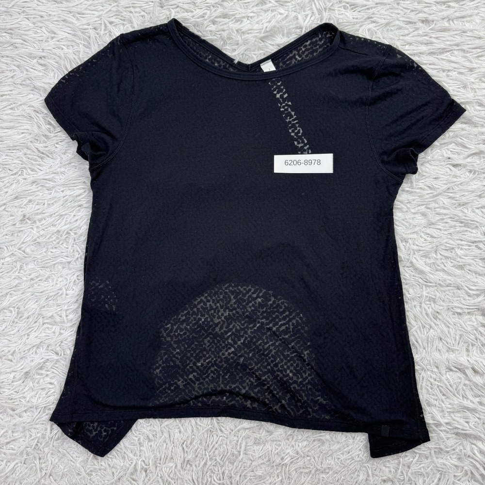 Lululemon Shirt Womens 2 Black Loop Around Tee Lightweight Breathable Yoga Loose - Picture 8 of 8